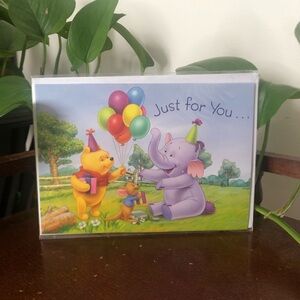 Disney 2007 Pooh Card with Balloons and Characters